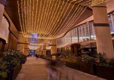 starry sky created by led light strings inside a shopping mall