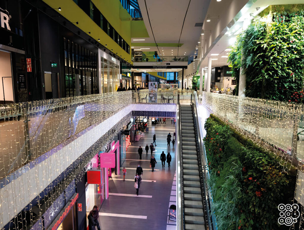 led light curtains in shpping centre