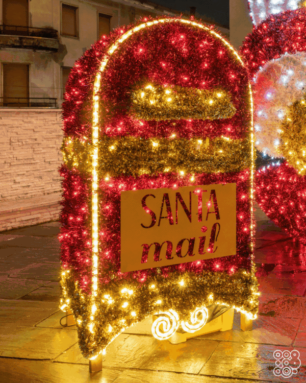 lighting polar bears, Santa's letterbox, skiing polar bear and snowmans, Rudolph (Santa's red nose deer)